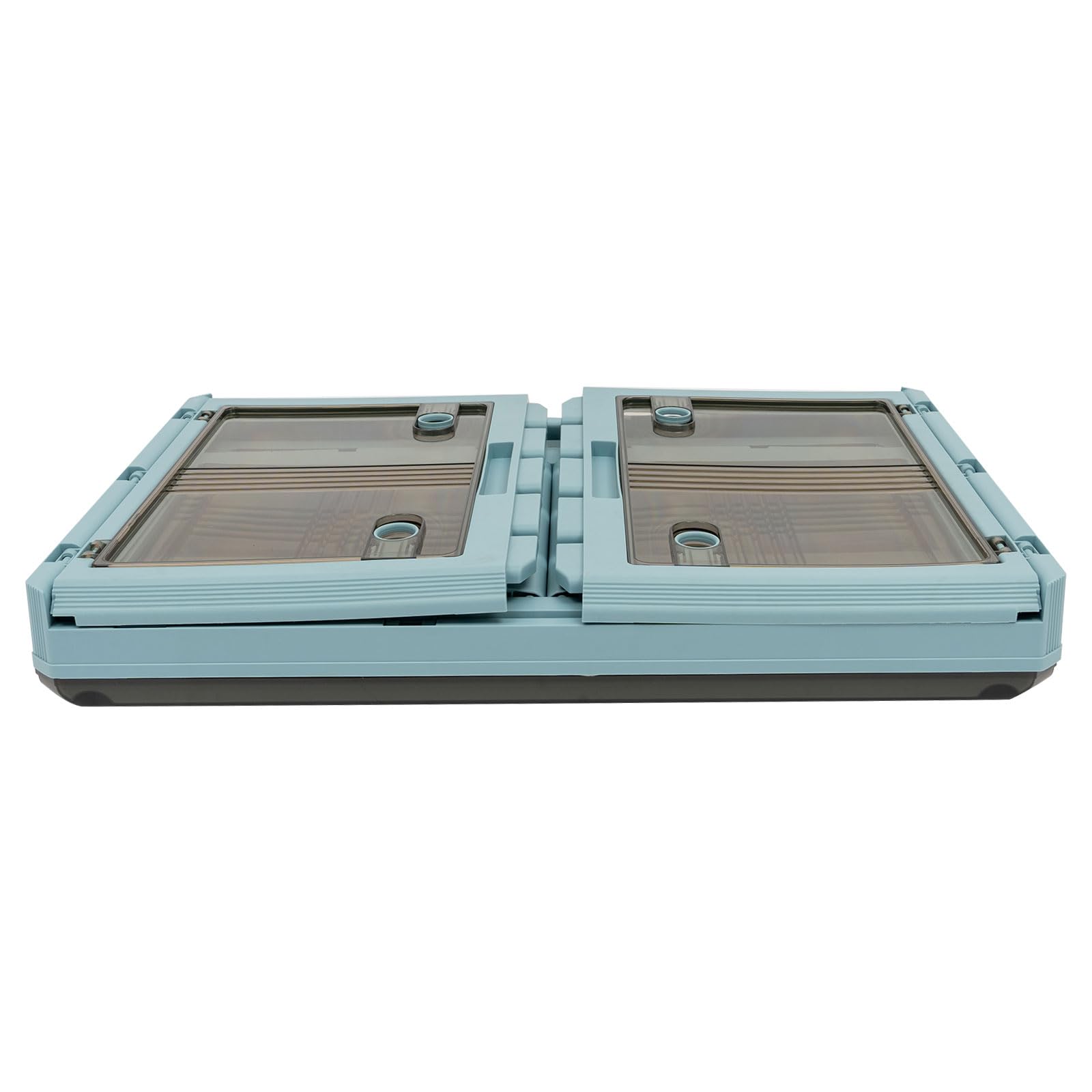 60 x 42 x 34 cm, caja de almacenamiento plegable, apilable, con tapa, transparente, estable, cesta de la compra apilable, cesta de transporte de plástico natural, cesta plegable para habitaciones y