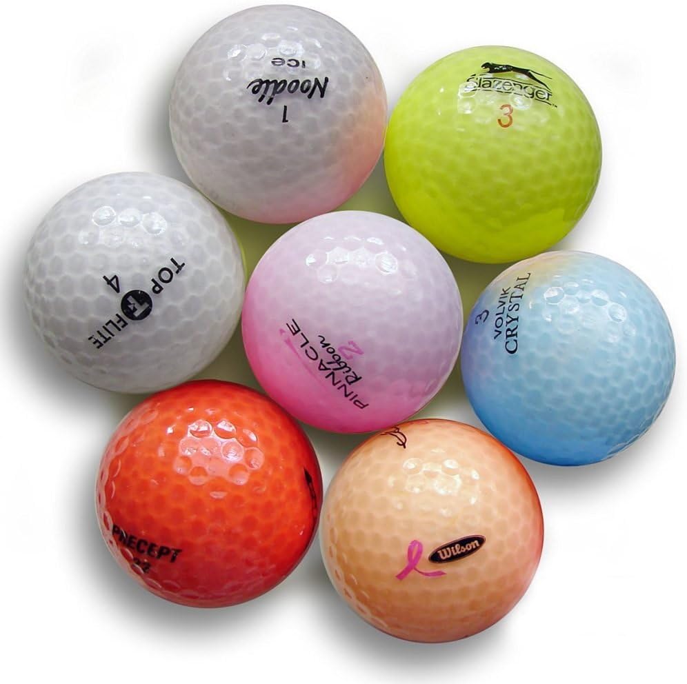 Crystal Mixed Colors Recycled Golf Balls, 48 Pack w/mesh bag (Colors May Vary)
