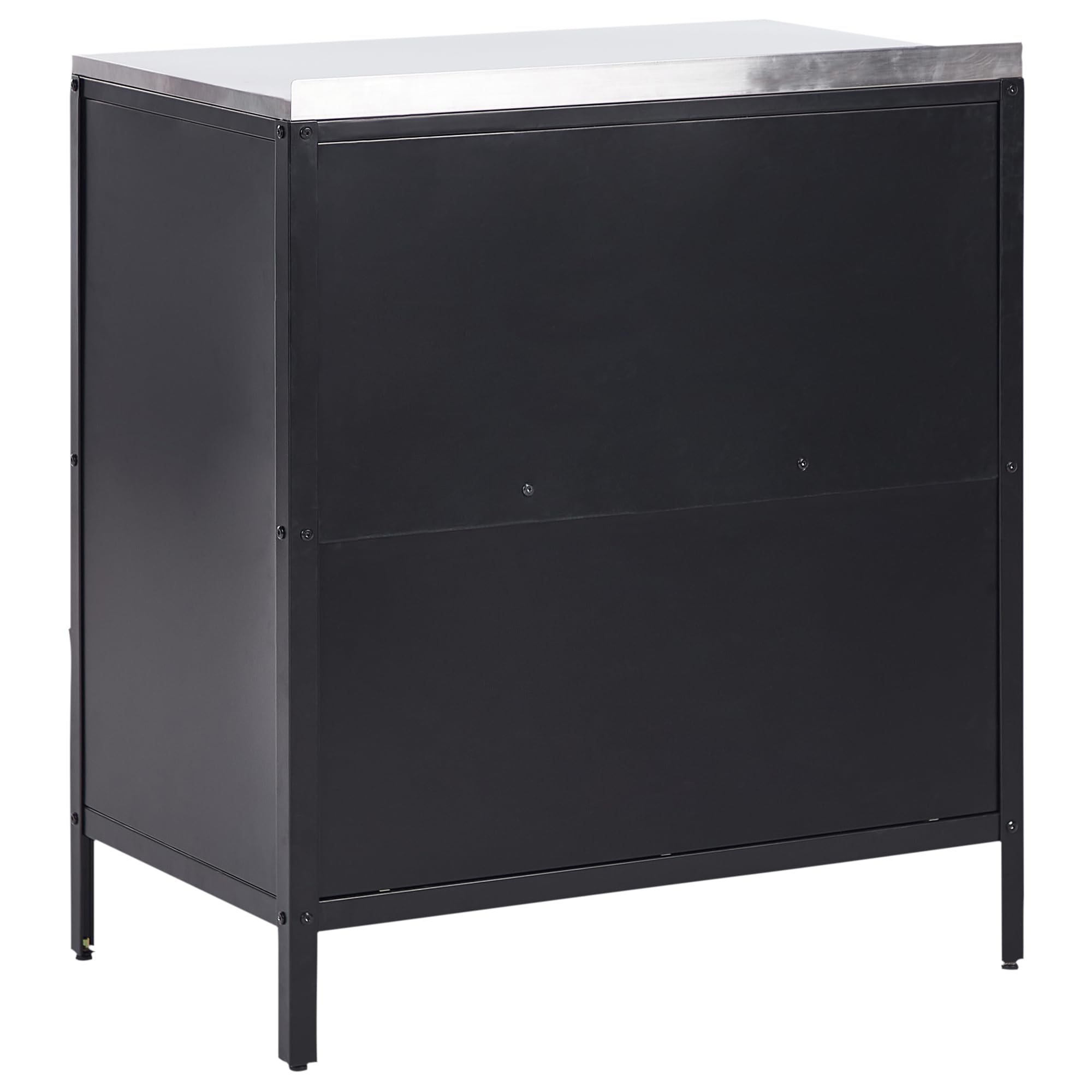 Beliani Armario de Metal Negro Plateado 90 cm Acero Inoxidable 2 Puertas Cocina Exterior Vilama