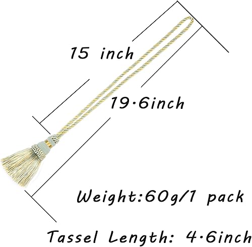 Miniatura 2 de Fenghuangwu Paquete de 4 Alzapaños de Cortina con Borlas de Cuerda para Cortinas, Hechos a Mano para Decoración del Hogar y al Aire Libre (Azul