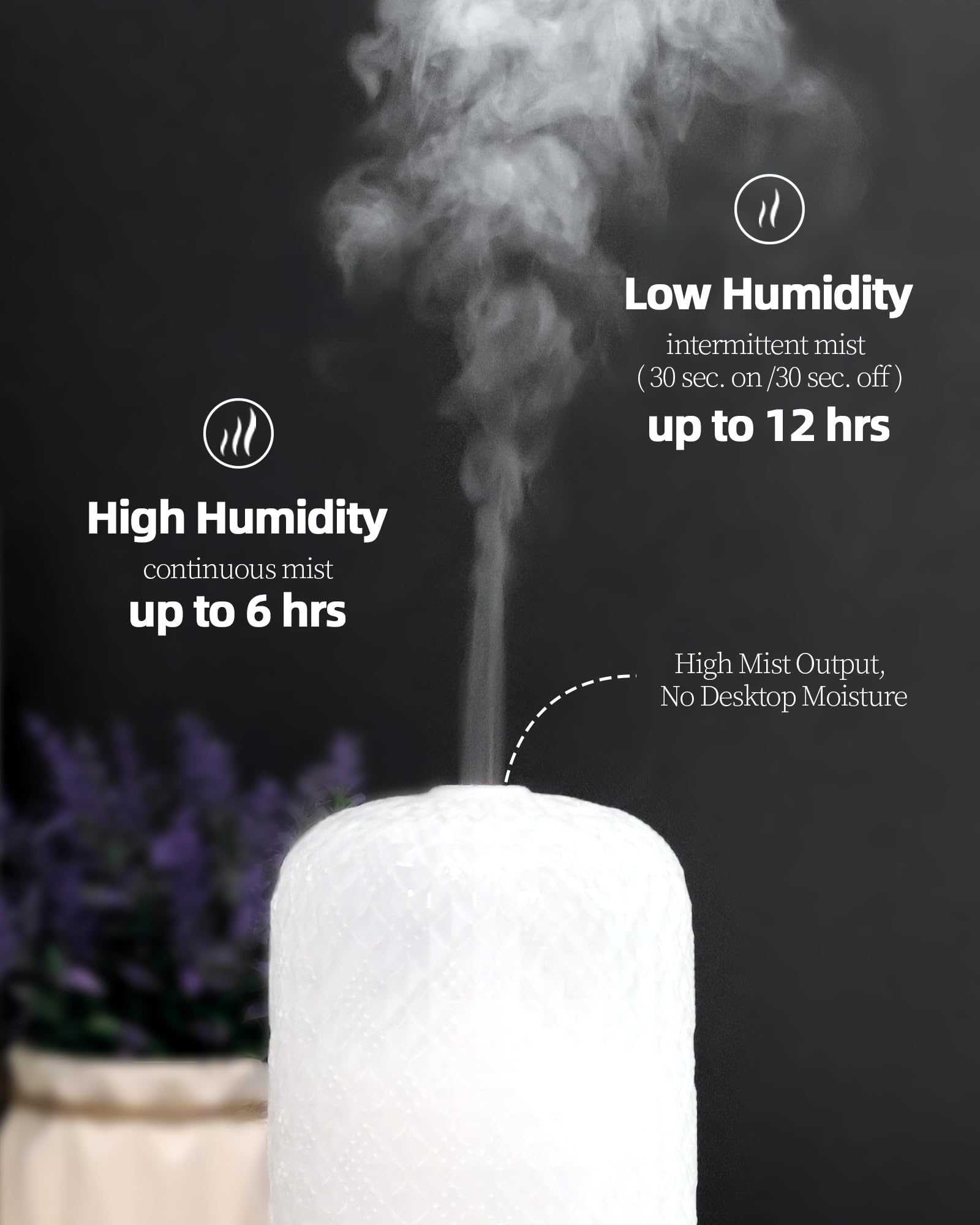 Diffusore di oli essenziali in vetro per aromaterapia, diffusore di aromi a ultrasuoni da 2,4 MHz, silenzioso, con spegnimento automatico, impostazione timer e luce calda confortevole per gli occhi