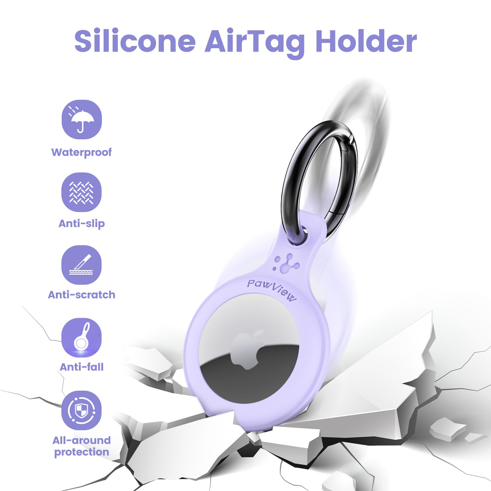 Air tracker Holder & Collar for Pets. GPS Tag & App with Smart QR ID for Instant Location Pet Profile and Contact Info. Dog Tracker or Cat Tracker (Mauve) - Image 2