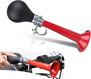 Bike Horn, 7.8" Air Horn with Loud Decibel Sound, Classic Squeeze Handlebar Reminder Bell for Adults Kids, Universal Safety Warning Device for Most Mountain Bike Scooter Ebike (Red)