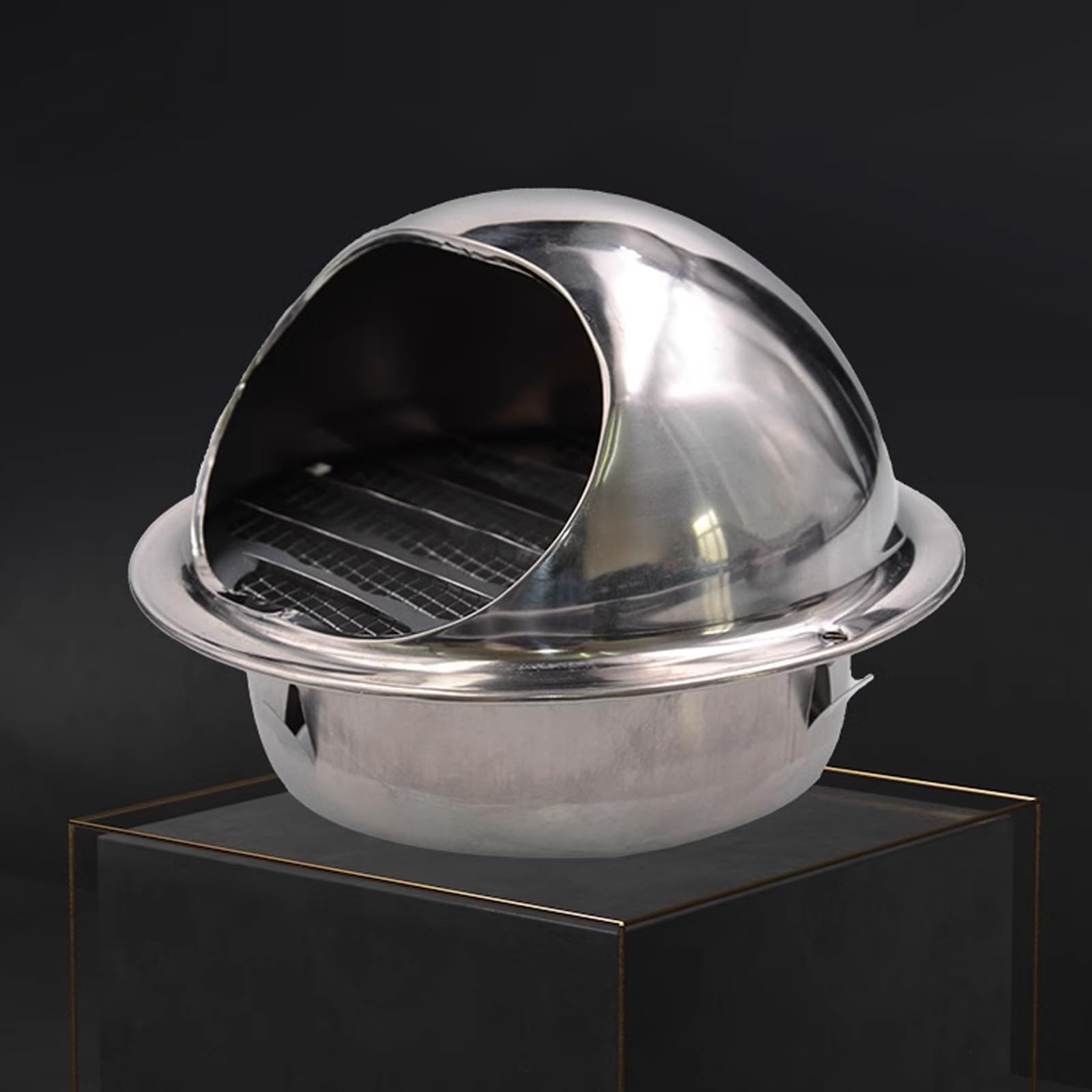 OYSKGNCMW 304 Stainless Steel Chimney Cowl,Exhaust Pipe Chimney Rain Cap,Exterior Wall Air Outlet Range Hood Ducting Ventilation Cap,Round Breathable Cowl Cap Vent Grille with Louvres (100mm/3.9in)