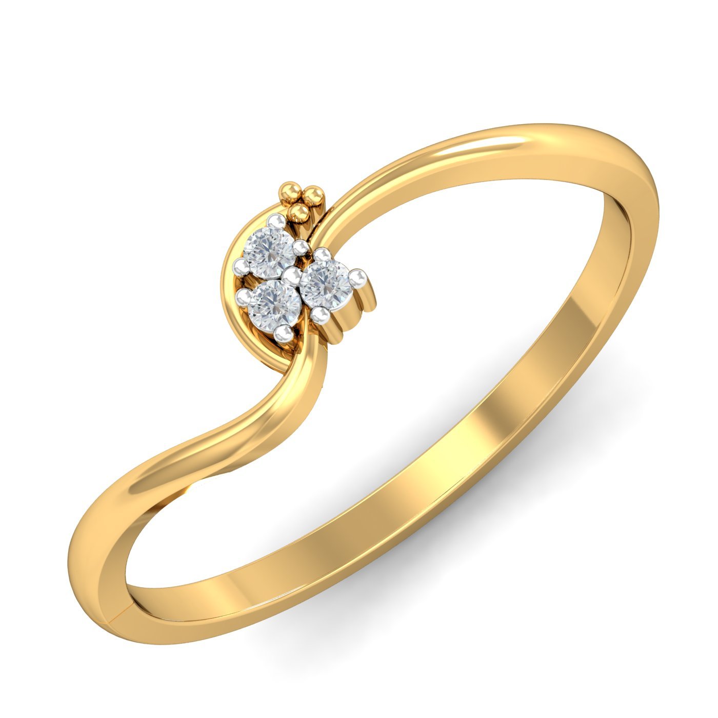 18KT Yellow Gold Trio Framed Ring for Women-image-48