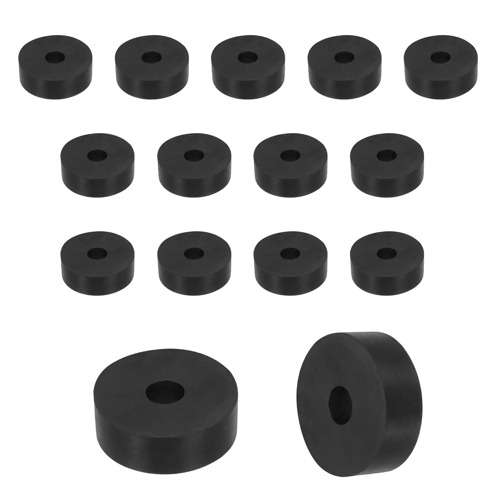 sourcing map 35Pcs Rubber Spacers, 25mm OD, 10mm ID, 5mm Thick Black Round Anti Vibration Rubber Pads Isolation Bushings Washer for Home Cars Boat(0.98" OD x 0.39" ID x 0.2" Thick)