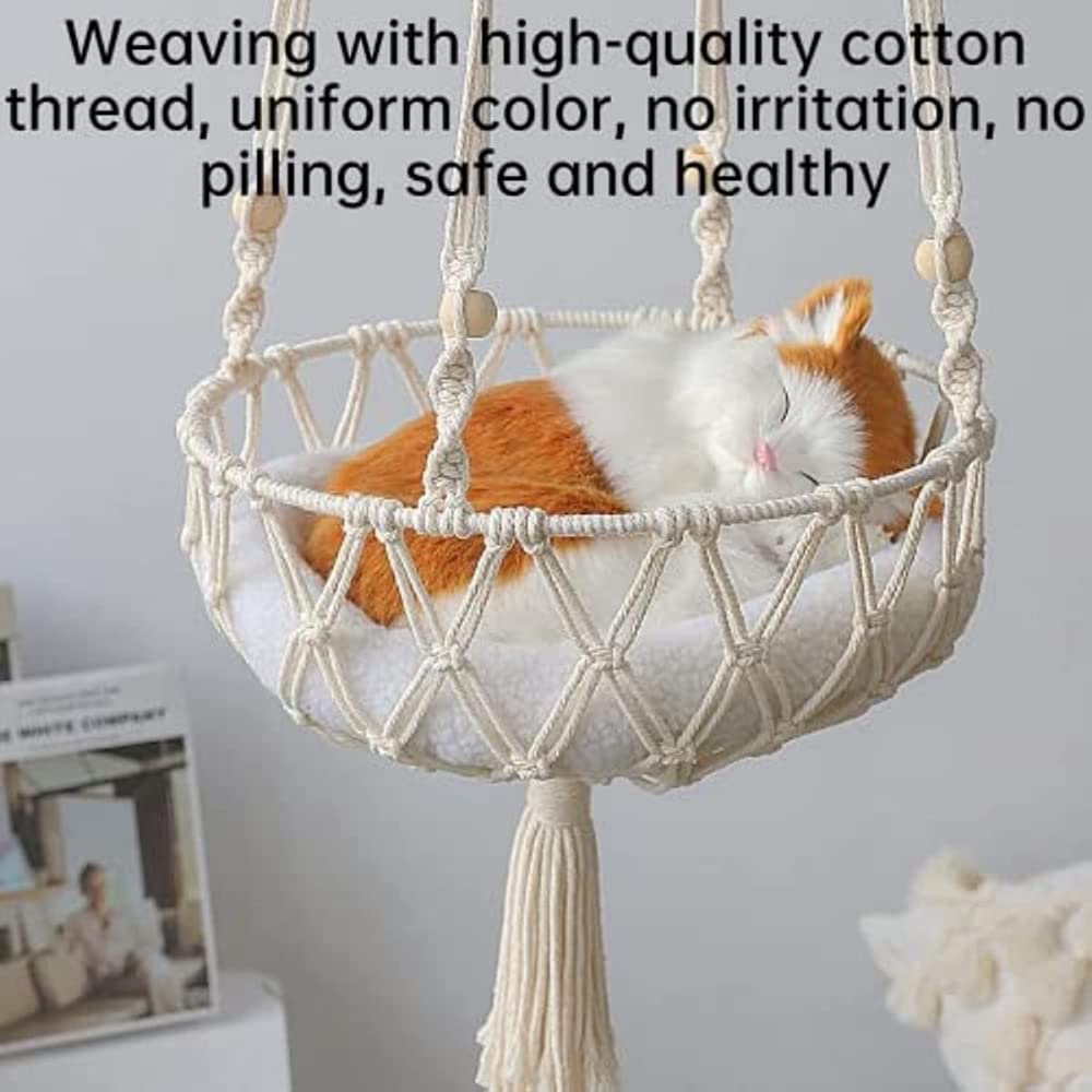 SSDH Handmade Cat Hammock Cat Dog Swing Hanging Bed Tassel Design Cats Nest Indoor Elegant Tapestry Decoration Pet Cats House Personality Home (Hammock B) - Image 3