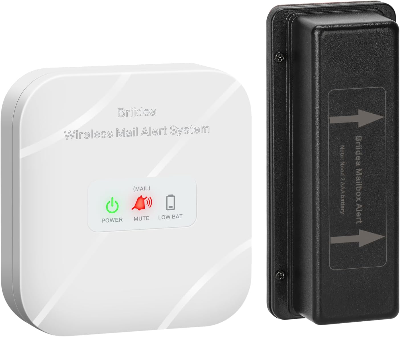 Briidea Mailbox Alarm, Wireless, Battery Powered, White, 500ft Range, LED Flash & Sound Alerts, Low Battery Reminder, Easy Installation, Secure Your Mail & Never Miss an Alert 02