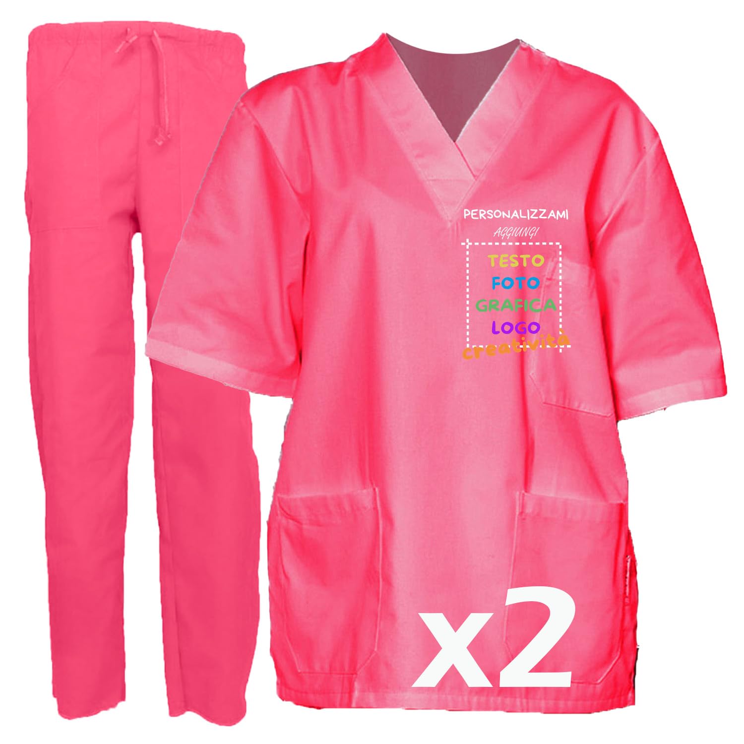 fratelliditalia.org 2 x garnitur szpitalny top i spodnie z możliwością personalizacji w 9 kolorach od XS do XXXL
