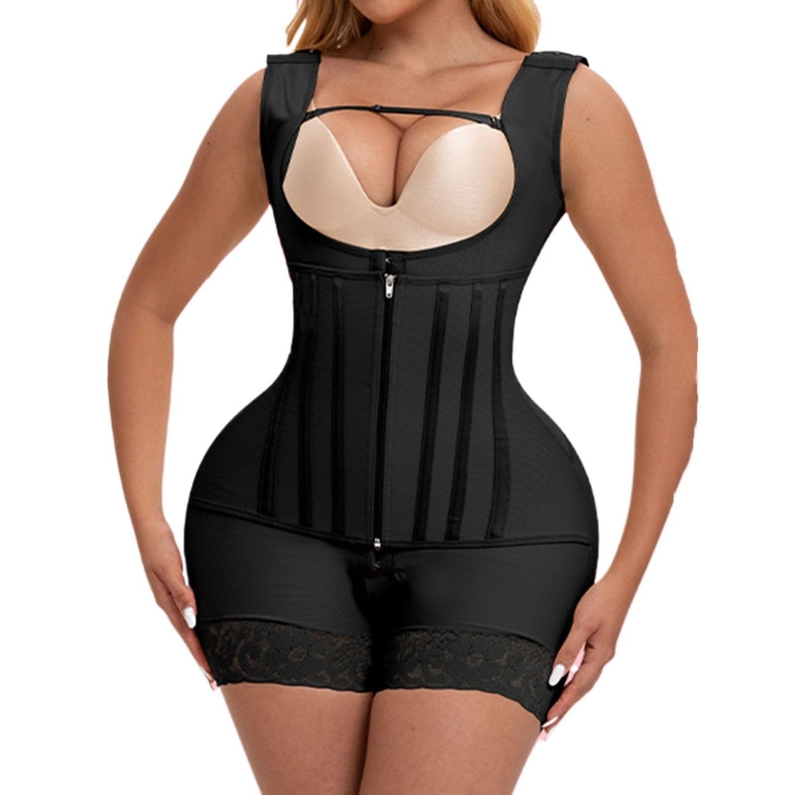 Fascia Compressiva Post-operatoria BBL per Donne Guaine con 9 Stecche Body Post-parto con Bustino Aperto e Sollevatore Glutei per Liposuzione