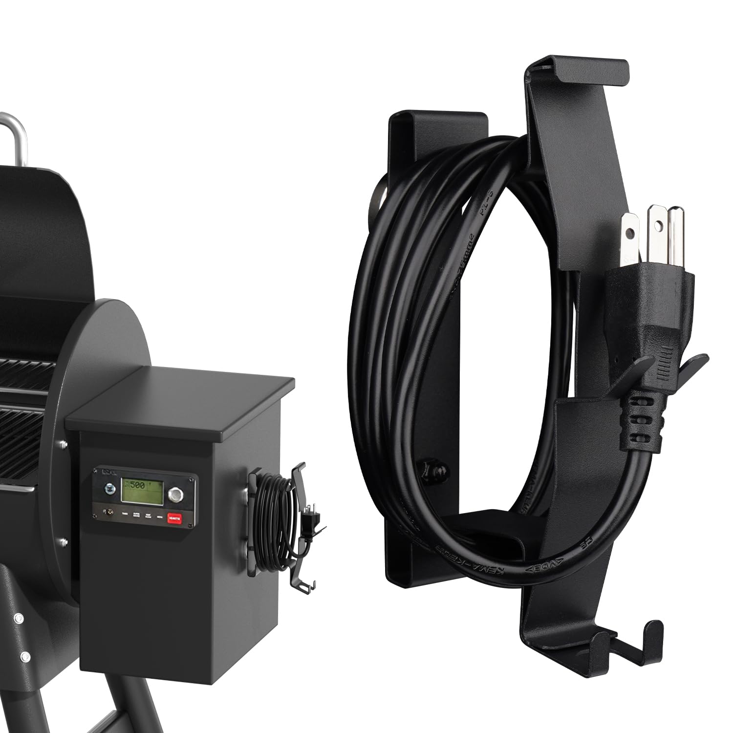 Strong Magnetic Power Cord Organizer, Goldusk All-Metal Cable Holder with Bulit-in Hook for Most BBQ Wood Pellet Smoker Grills Accessories for Traeger, for Pit Boss, for Z Grill &More (Indoor/Outdoor)