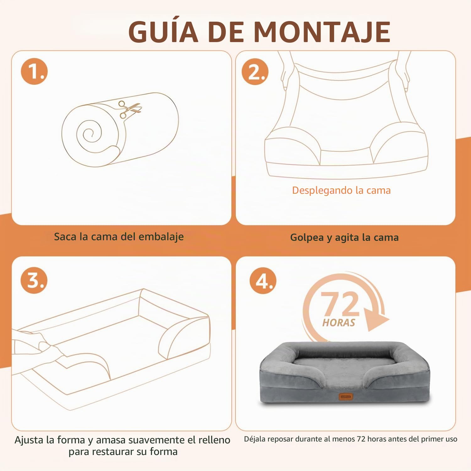 Nobleza Cama Perros Grande, 135x107x17cm, Sofá Perro con Espuma Viscoelástica, Cama Ortopédica Perros Lavable y Impermeable, Colchon Perro Medianos Desenfundable, Gris