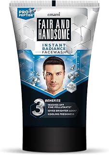 Fair and Handsome Instant Radiance Face Wash | Pro-Peptide | Instant Radiance| Washes of Fine Pollutants | Cooling Freshness | 100g