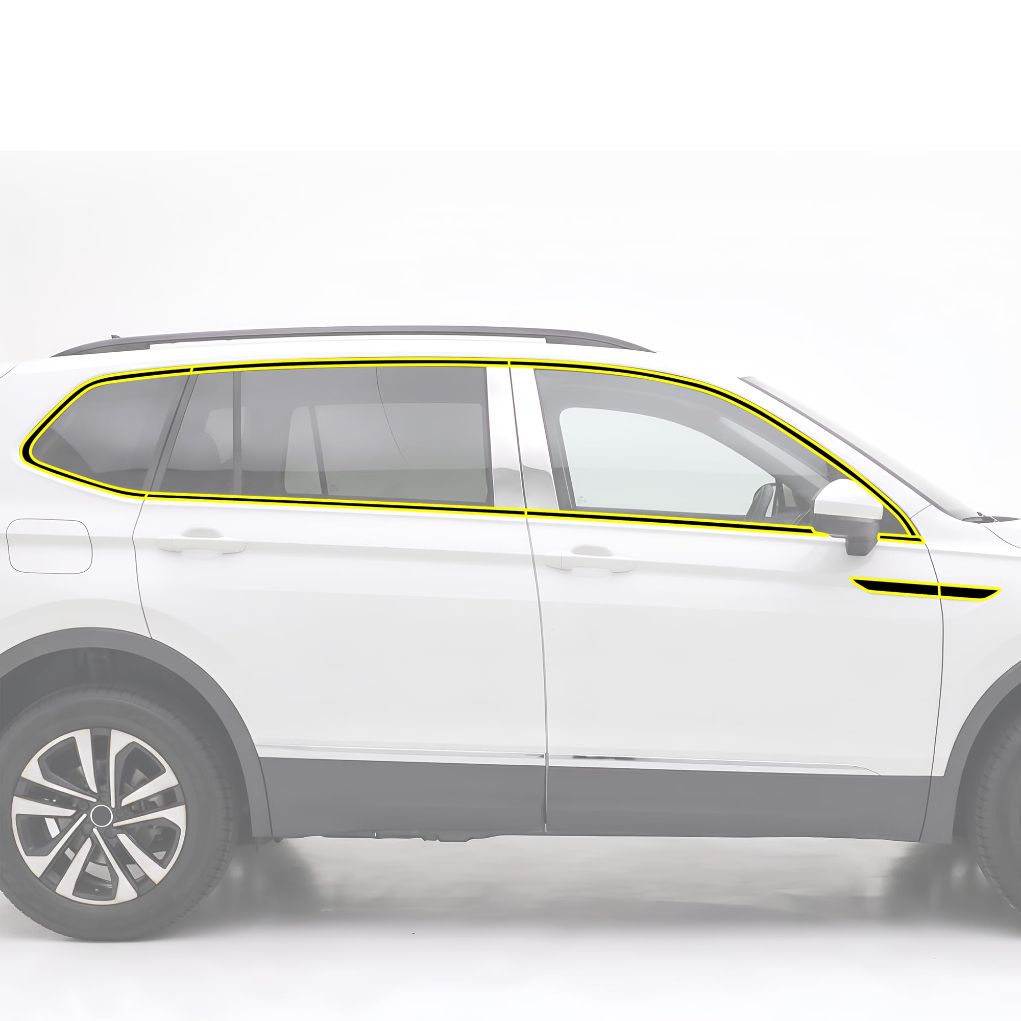 BOGAR TECH DESIGNS for Volkswagen Tiguan 2018-2024 Side Window Chrome Delete – Precut Vinyl Trim Overlay, Gloss Black Blackout Appearance