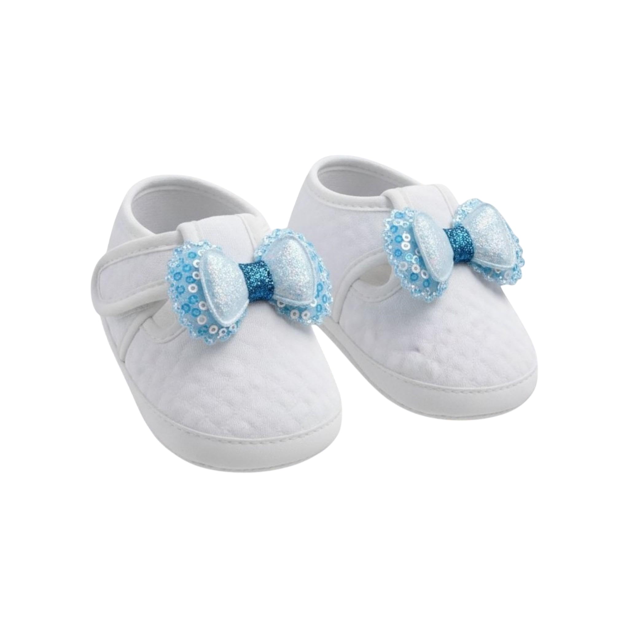 6 to 12 Months Baby Girls Cotton Bow Applique Ant-Slip Hook & Loop Booties (Toe to Heel Length - 12 cm, White)-BT46-image-10