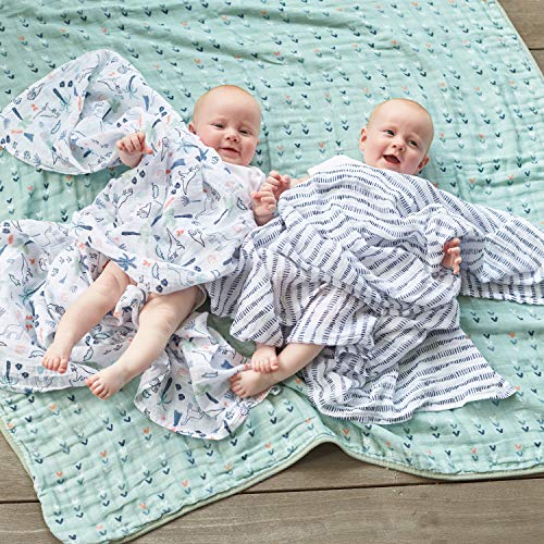 Image of Aden + Anais Swaddle Blanket | Boutique Muslin Blankets for Girls & Boys | Baby Receiving Swaddles | Ideal Newborn & Infant Swaddling Set | Perfect Shower Gifts, 4 Pack, Dinotime