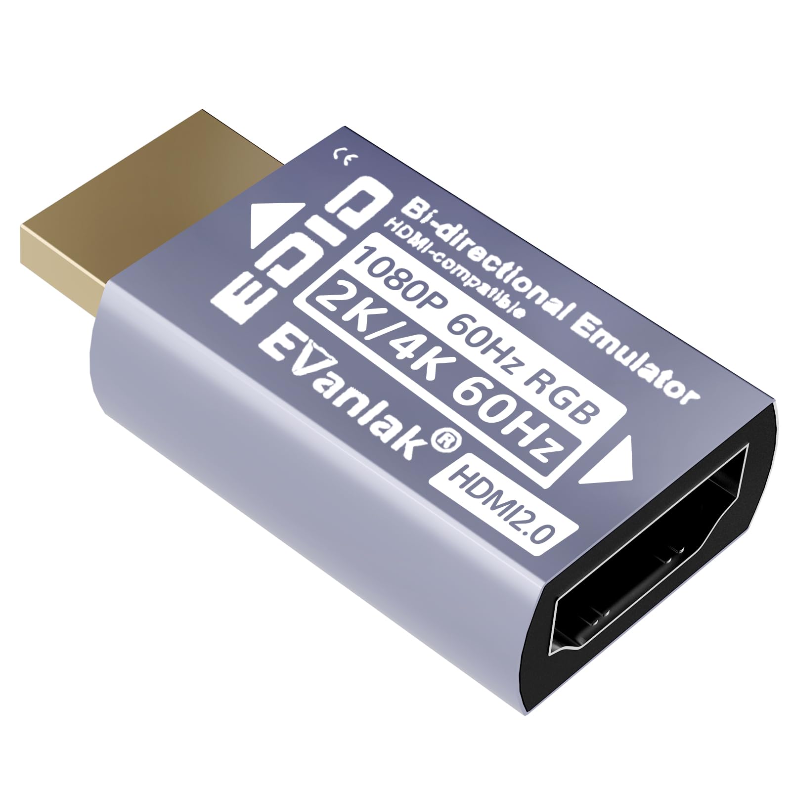 EVanlak Hdmi Passthrough Edid Emulator Adapter Dummy Plug Virtual Monitor Headless Ghost Display Adapter-1080P60hz to 4K60Hz-1pack
