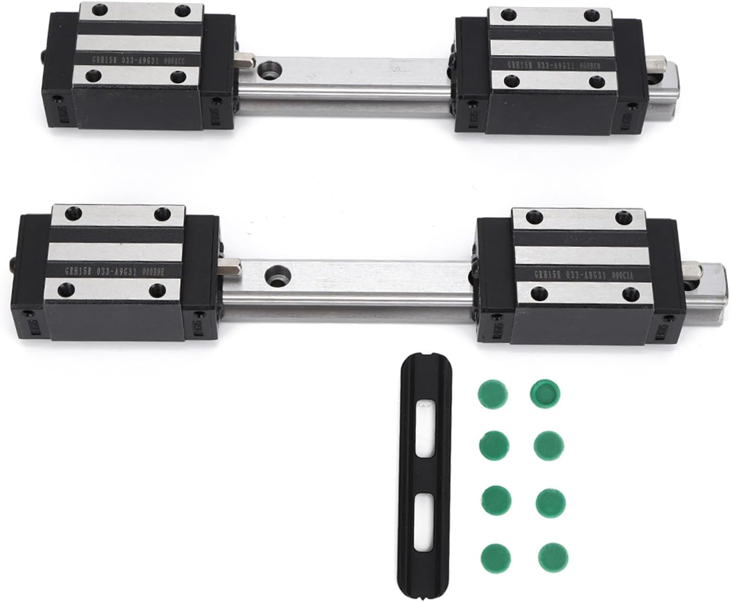HG15 Linear Guide Rail 2Pcs Set with 4Pcs Slide Block High Precision Strong Interchangeability for CNC Machinery Industrial Automation Durable Cast Iron Construction (HG15-200MM)