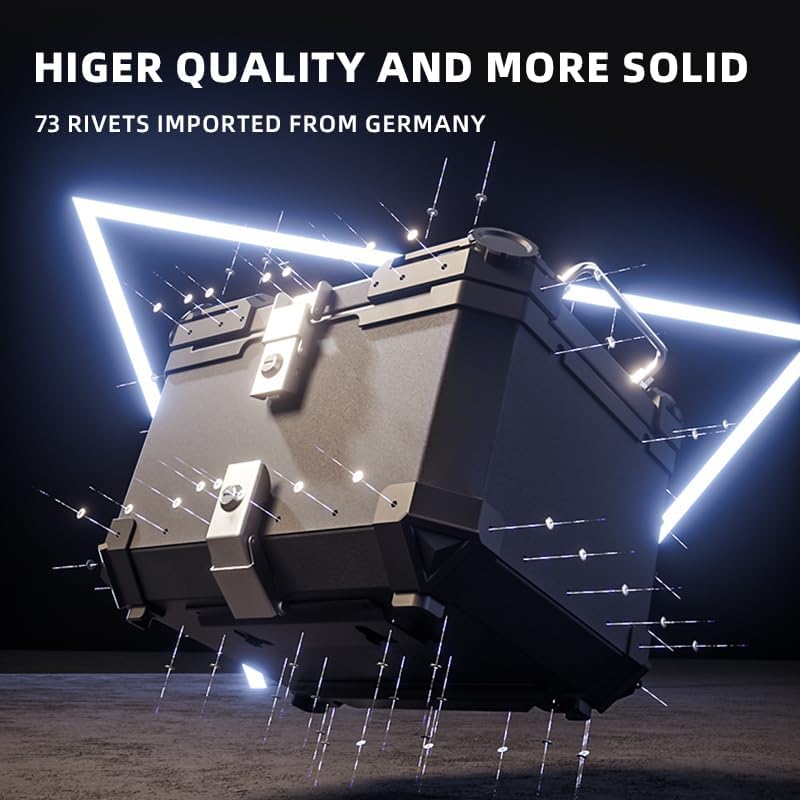 WANSLO 45L オートバイ トップケース テールボックス 厚手 アルミニウム 防水 トランクラゲッジ トップボックス ヘルメッ