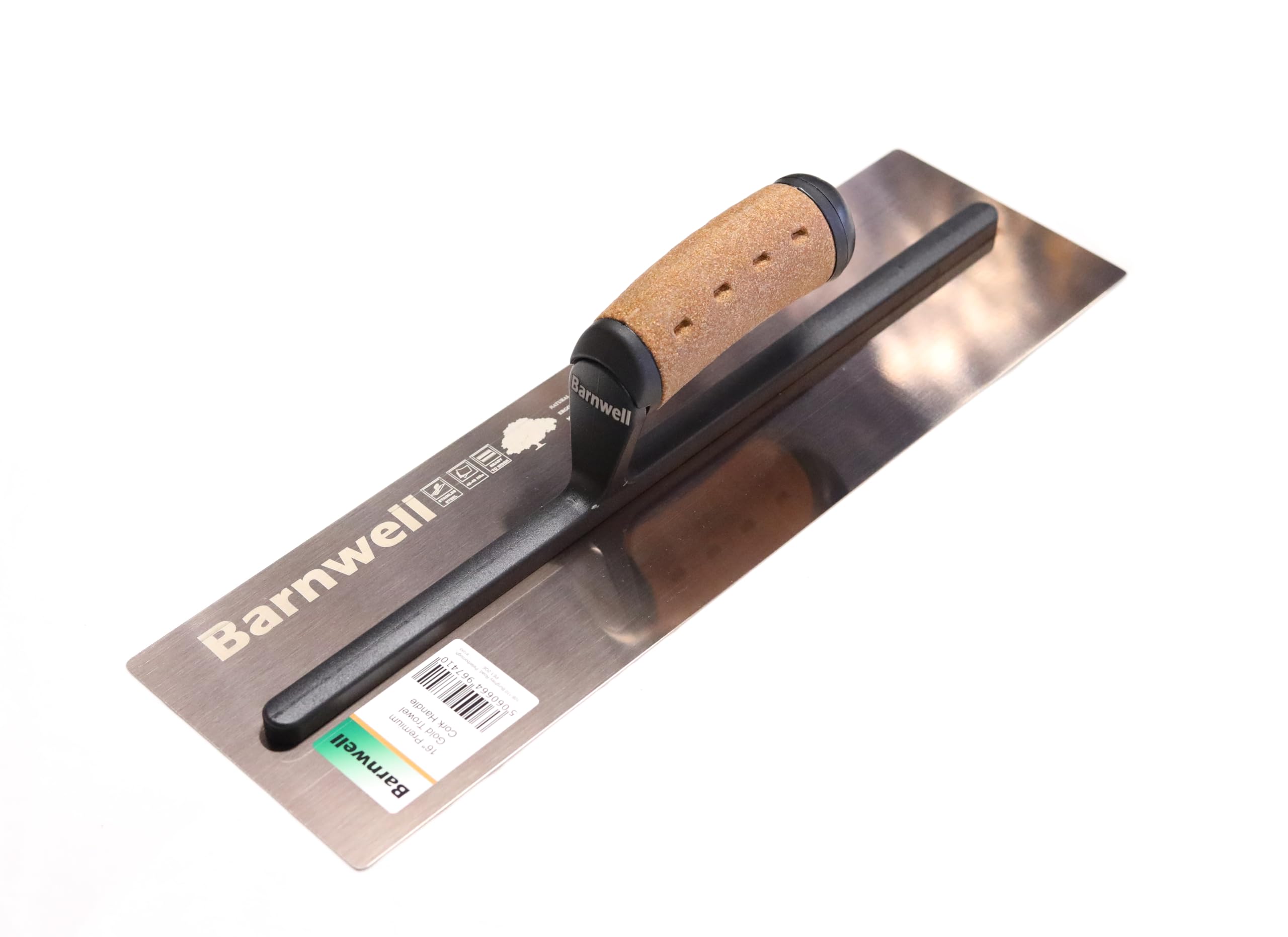 Barnwell Gold Premium Stiff Cork Handle Finishing Plastering Trowel Stainless Steel (11" - 18") (11" X 4 3/4" Wide)