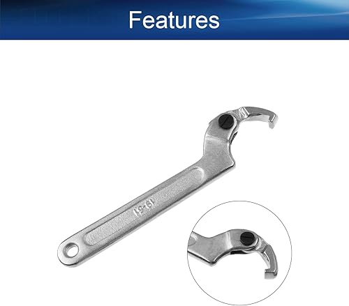 Miniatura 3 de Bettomshin Herramienta de llave C, 34-2 pulgadas (0.748-2.008 in) llave de gancho ajustable de cromo vanadio (nariz cuadrada), 1 unidad