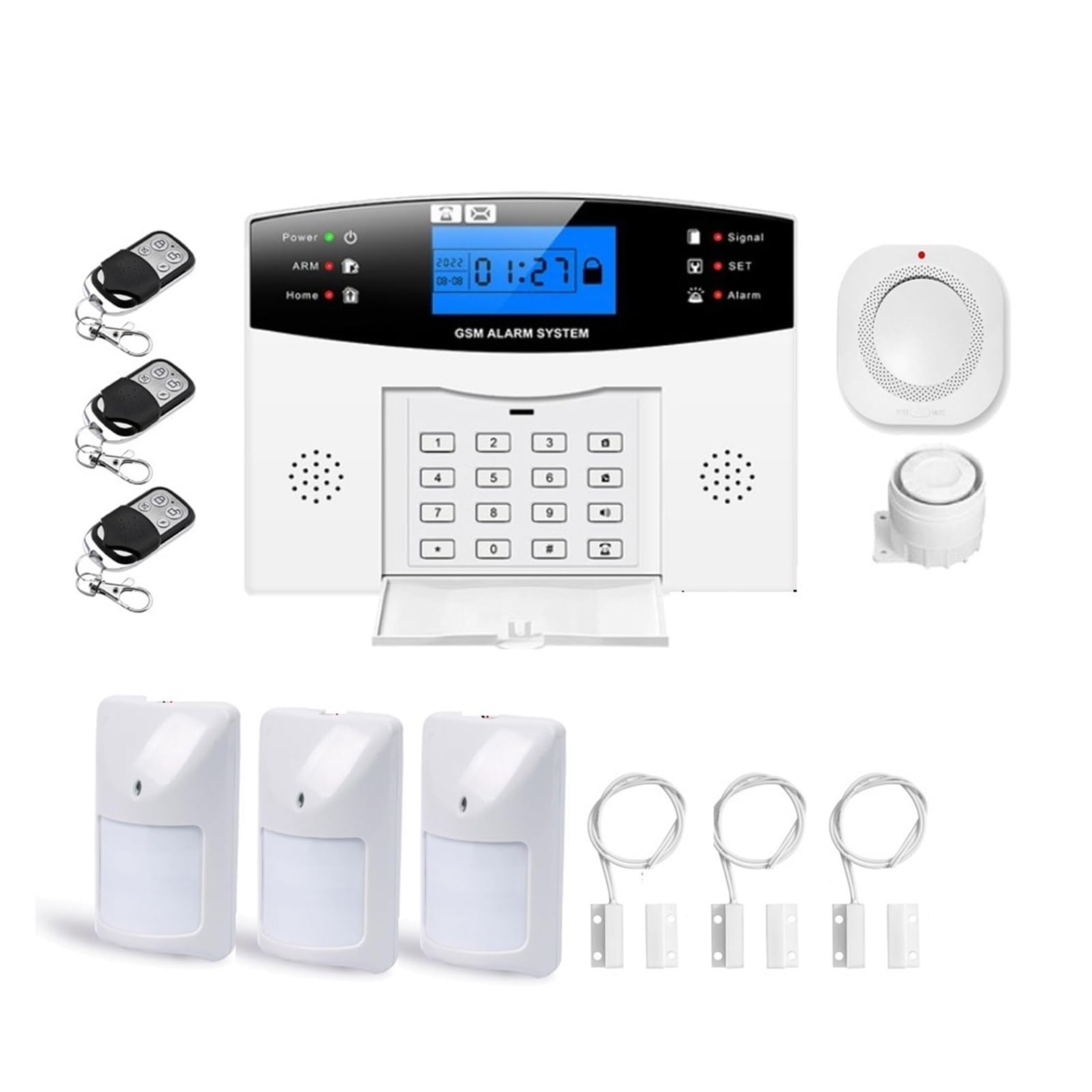 Tuya Wifi Wireless Home Security GSM Alarm System Remote Control Auto Dial PIR Door Sensor Siren Remote Monitoring(Kit M)
