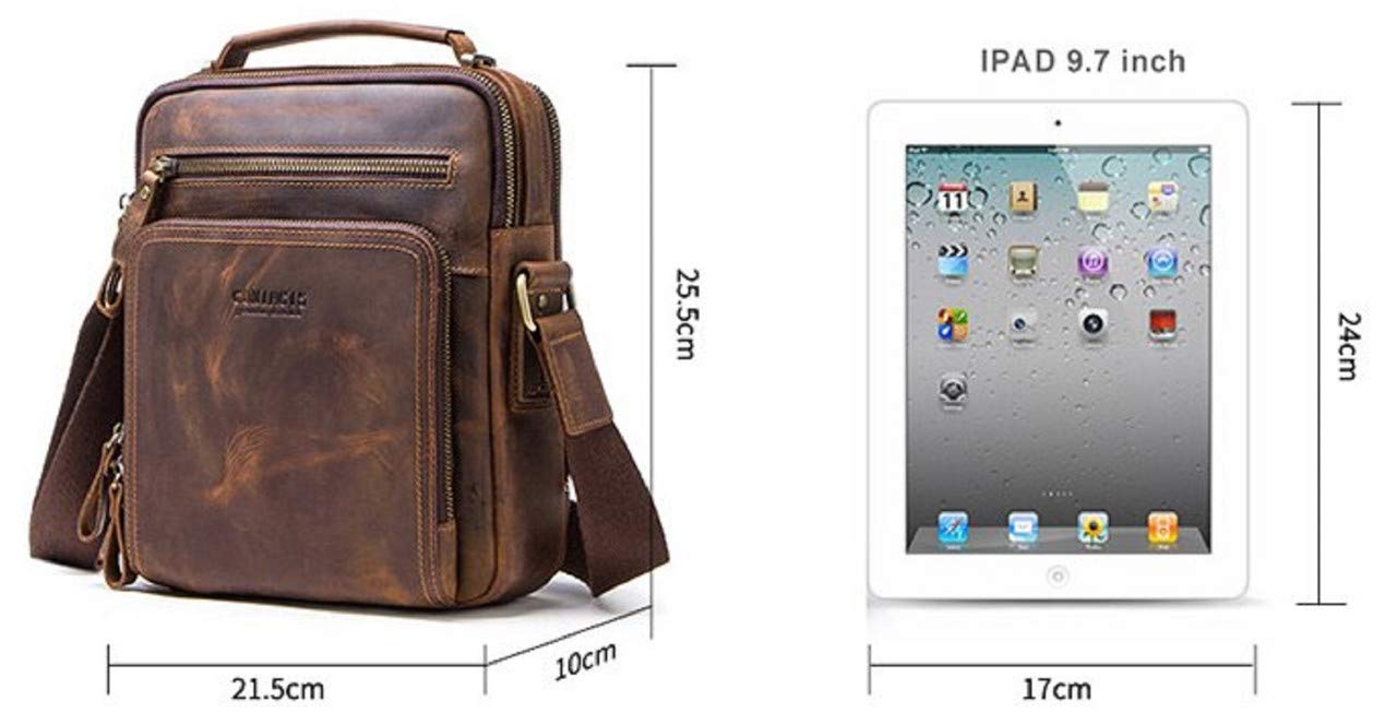 Contacts Unisex Genuine Leather Messenger/Crossbody/Sling Bag (Hunter Brown) Compatible with I PAD & Mini Laptop or Tablet upto 9 Inches 2