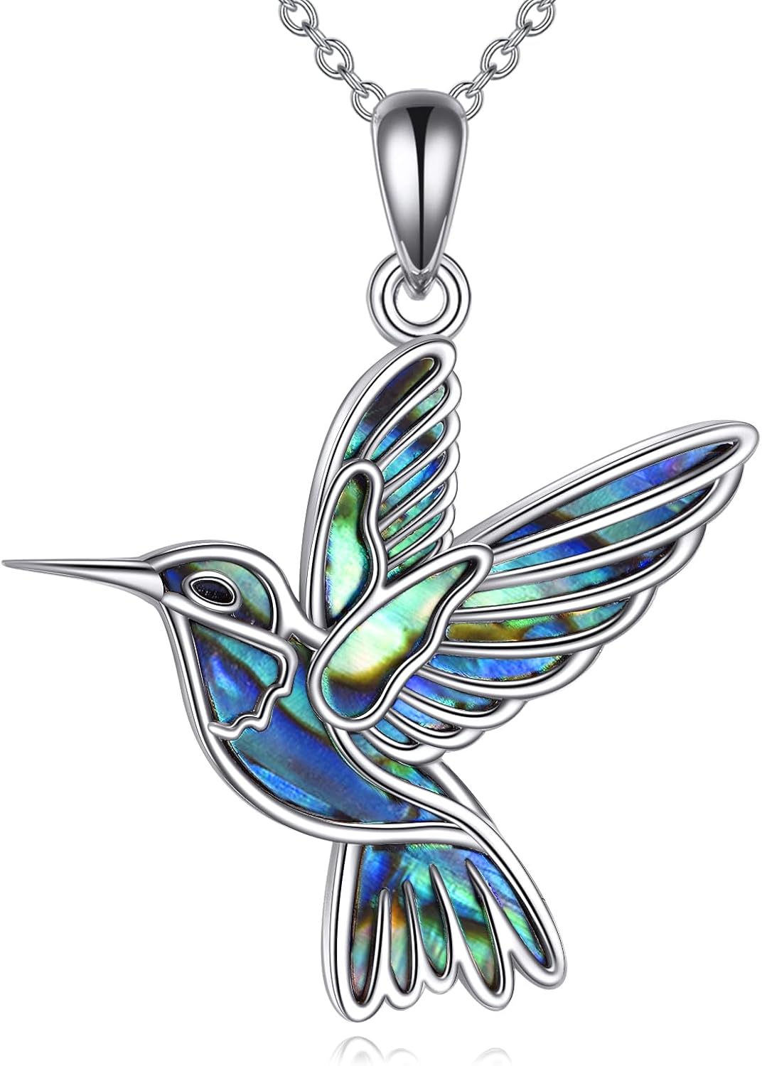 Hummingbird Necklaces 925 Sterling Silver Abalone Shell Humming Bird Pendant Necklace Hummingbird Jewelry Gifts for Women Men Hummingbirds Lovers