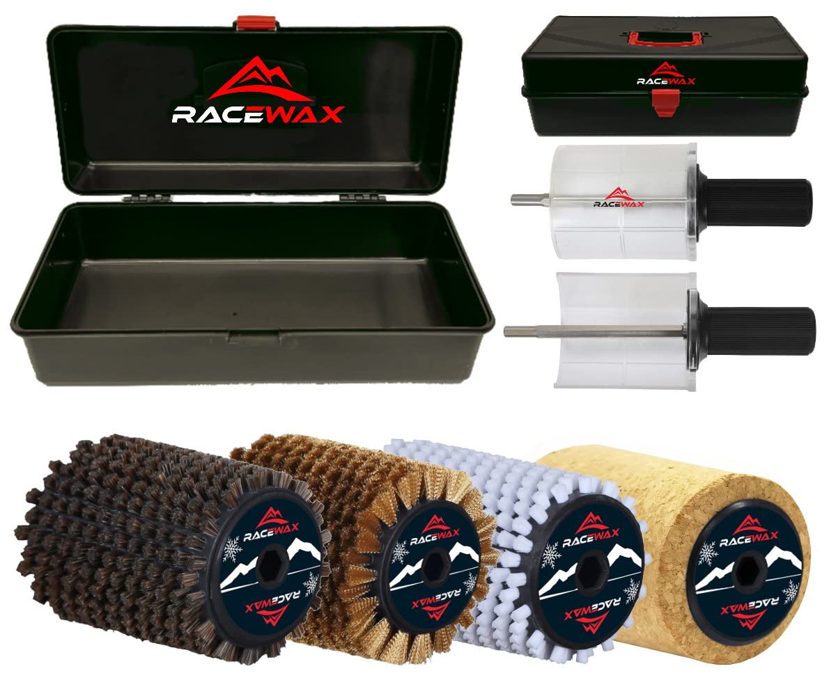 RaceWax Juego de cepillo Roto de 120 mm, corcho, nailon, pelo de crin, cobre, cepillo roto