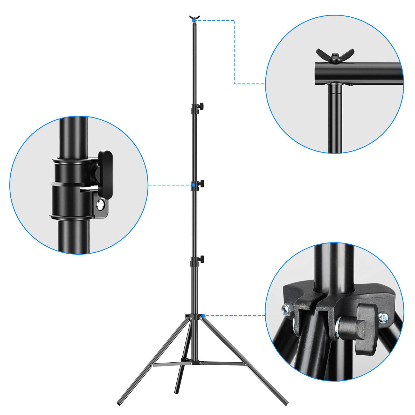 EMART Regulowany statyw oświetleniowy 2,6 m, śruba 1/10.2 cm, statyw oświetleniowy do fotografii, aluminiowy statyw do oświetlenia, fotografii, lampy błyskowej, aparatów fotograficznych, świateł