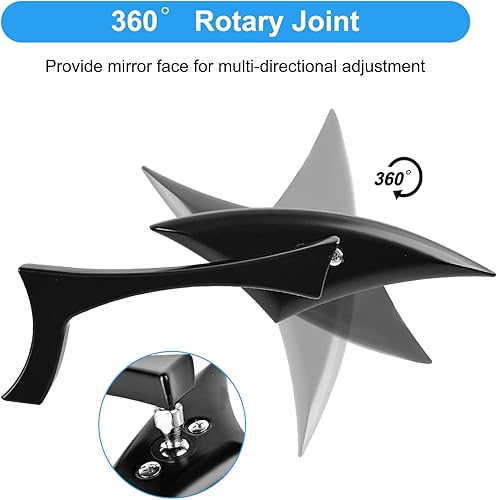 Miniatura 4 de Nifeida Espejos laterales retrovisores de motocicleta de hoja negra, espejos convexos laterales de motocicleta aptos para Harley Cruiser Chopper