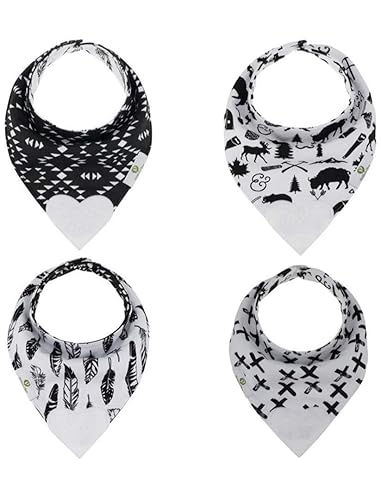 Pickle & Olive Baberos reversibles para dentición para bebés, mordedor en forma de corazón, monocromático, juego de 2