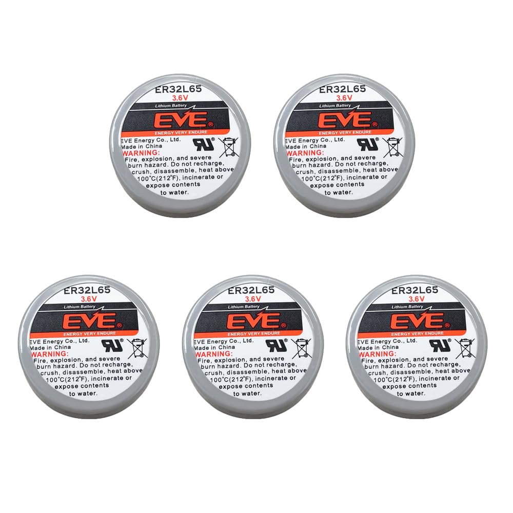 MEELER 5 Pcs ER32L65 3.6V 1000mAh Lithium Battery with Nickel Pins for Smoke Alarms Carbon Monoxide Detectors Intrusion Sensors and So On
