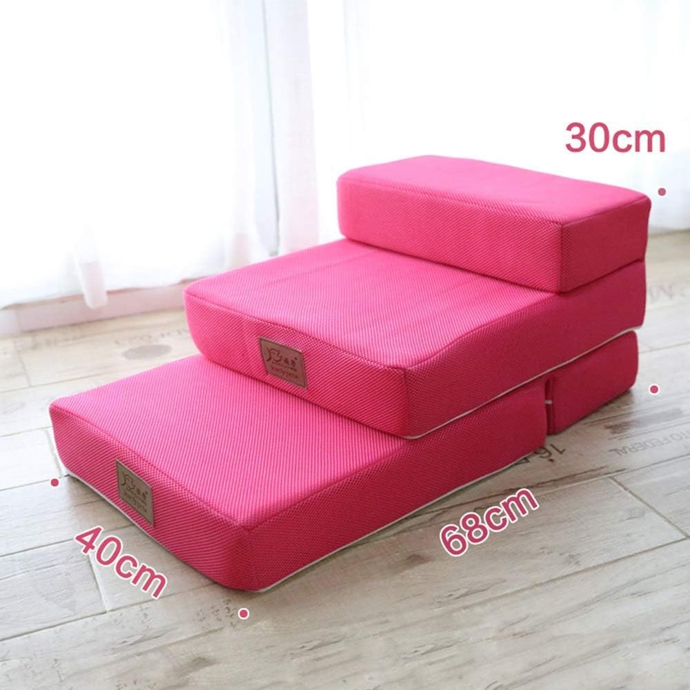 Pet Stair 3 Layer Pet Training Stairs Foldable Cats and Dogs General Sponge Stairs Detachable Pedal 40 x 68 x 30 cm