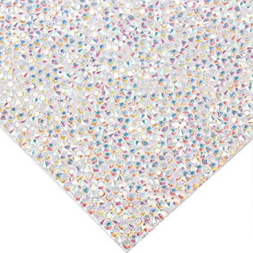 240X400mm Crystal AB Epoxy Rhinestone Sheet Banding Bridal Beaded Applique in Sheet for Dresses with 3mm Rhinestones (Crystal AB)