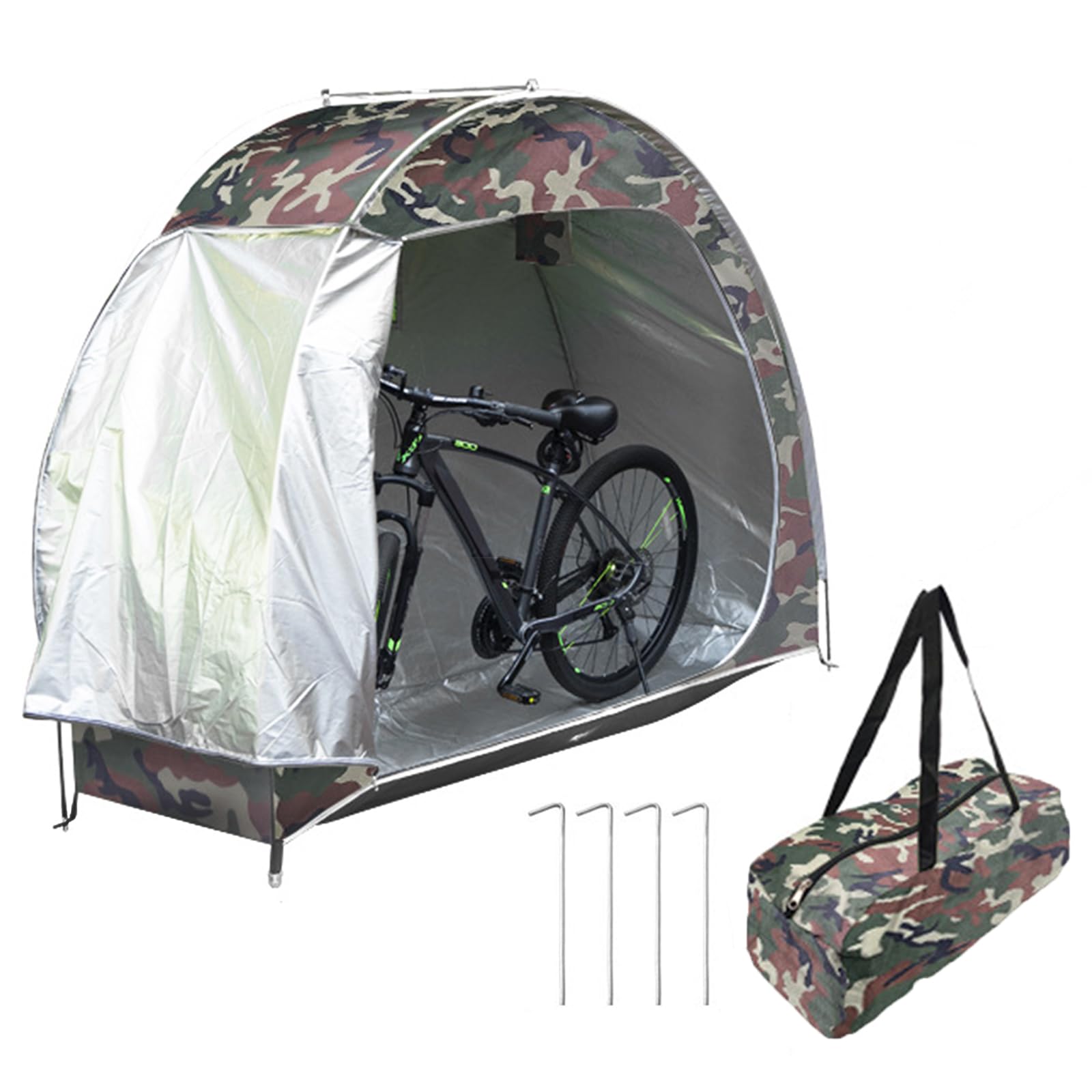 ANTOLE Outdoor Bike Cover Storage Tent for 2 Bikes Silver Coated Waterproof Oxford Bicycle Shed Foldable Bike Shelter for Camping,Portable Backyard Tool Lawn Mower Storage Cabinet 6.4x2.6x5.3ft