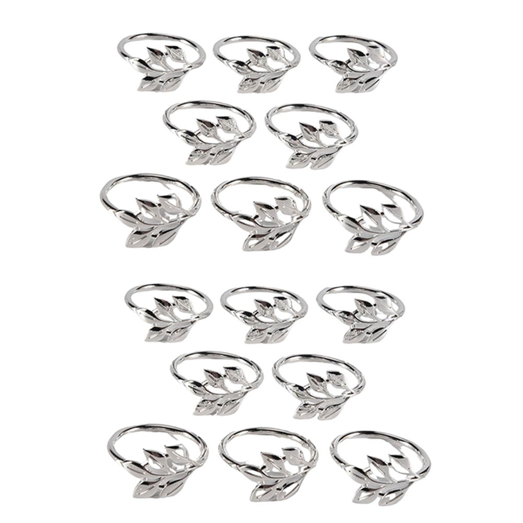 Hndhbfgrt 16PCS Leaf Napkin Rings Metal Silver Napkin Holder Table Napkin Rings for Dinning Table Parties Everyday
