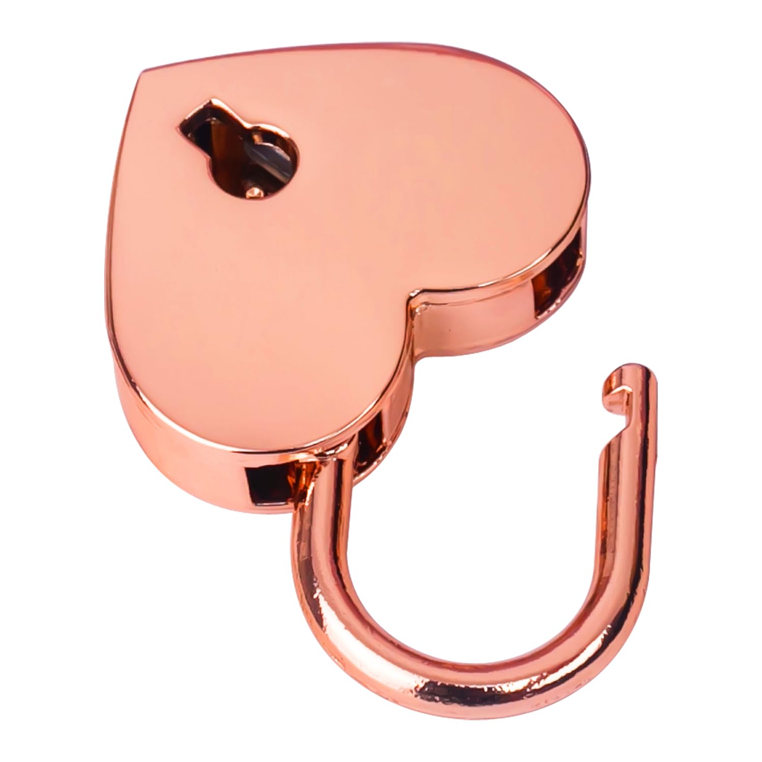 HMF Mini dekoracyjna kłódka z kluczem w kształcie serca | 3,9 x 3 x 0,7 cm | różowe złoto