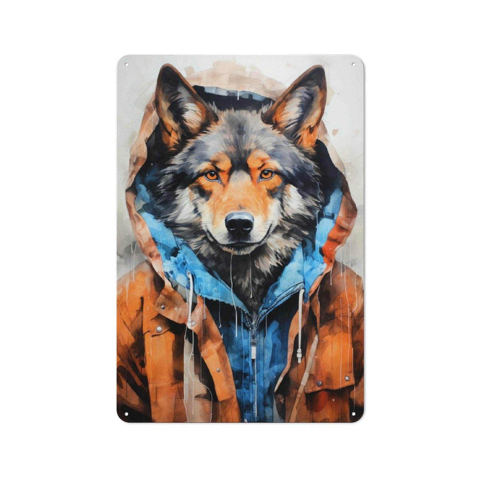Junmoney Animal Wolf Vintage Metal Plaque 30X20cm For Dining Room Or Kitchen, For Dining Room Decor Fans