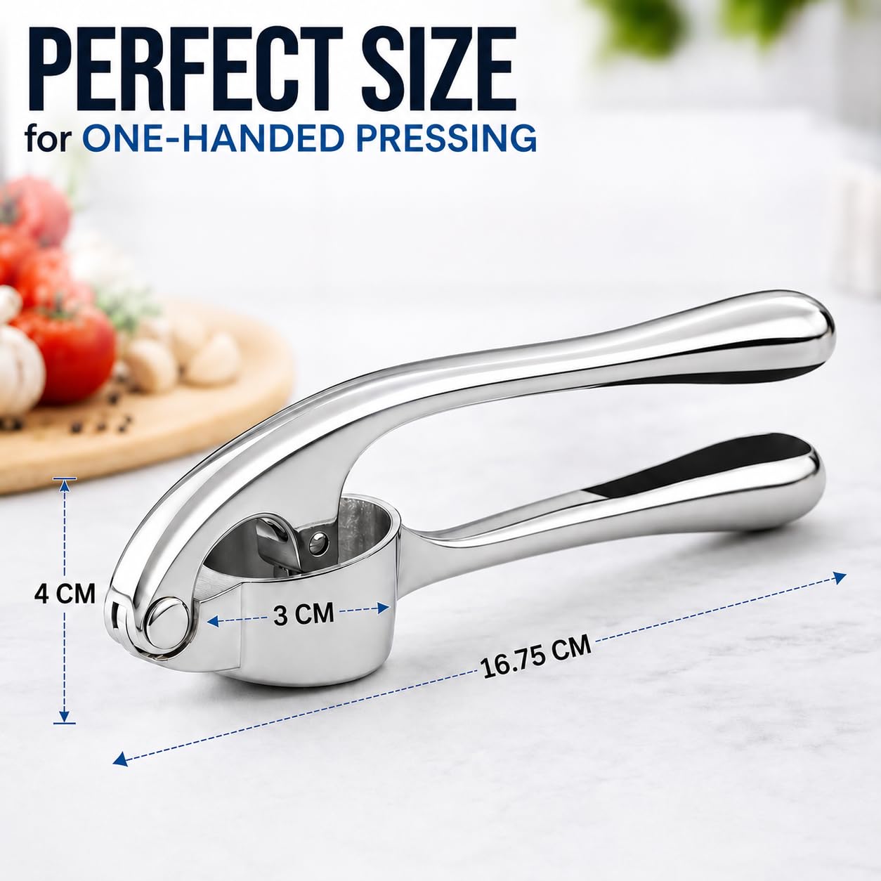 Tenom Heavy Duty Garlic Press - Rustproof & Dishwasher Safe -2