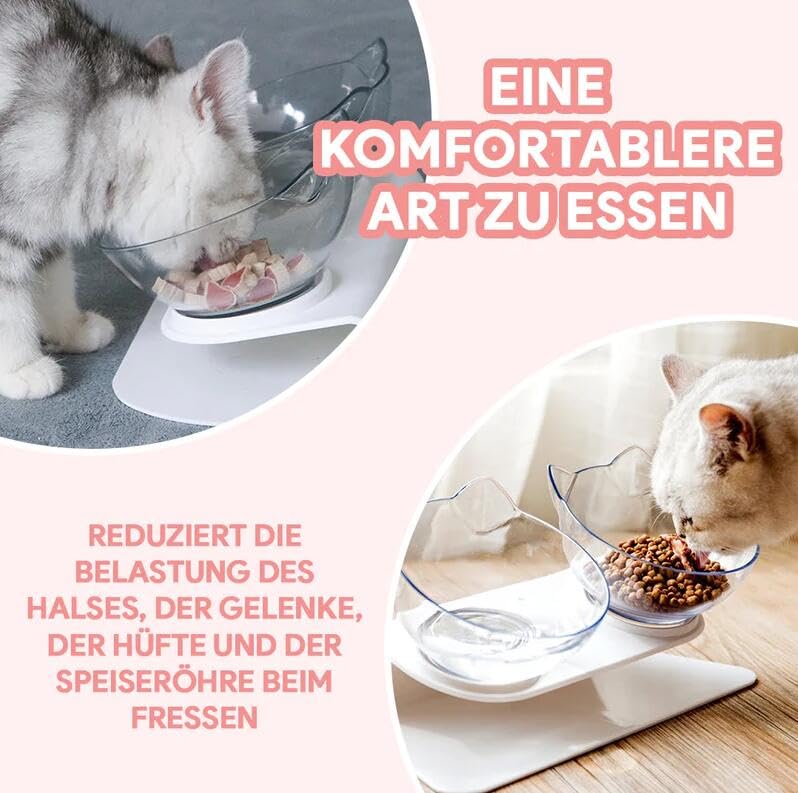 SWZEC wahre katzenliebe PurrBowl™ - erhöhter Anti-Erbrechen Fressnapf (2PCS,transparent)