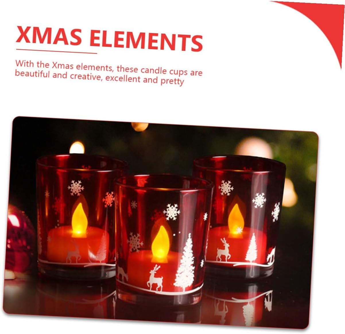 Unomor Christmas Candle Cups 2pcs Red Glass Candle Holders Aromatherapy Tealight Holders Festival Home Table Decor for Holiday Celebration