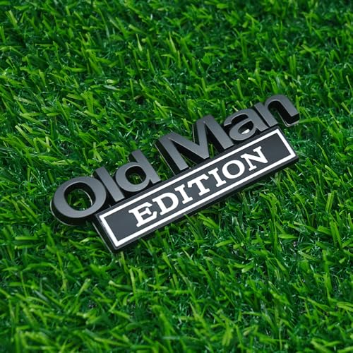 Image of 2pc Old Man Edition 3D Metal Emblem Fender Rear Tailgate Bumper Badge Nameplate Sticker Decal for Car Truck (Black White)