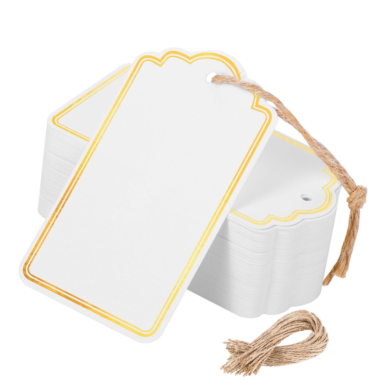 Tsophreniq 60PCS Handwritten Gift Labels with Smooth Gold Foil Surfaces Blanked for Hand Writing Party Decorations Blanked Gift Labels