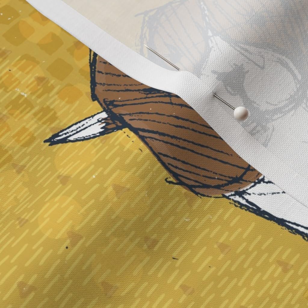 Spoonflower Fabric - Beagle Puppies Dogs Puppy Animal Cute Pet Mustard Brown Navy Yellow Printed on Petal Signature Cotton Fabric by The Yard - Sewing Quilting Apparel Crafts Decor