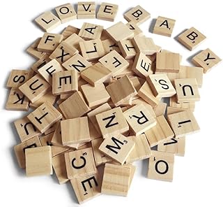200PCS Scrabble Letters for Crafts - Wood Scrabble Tiles-DIY Wood Gift Decoration - Making Alphabet Coasters and Scrabble Crossword Game