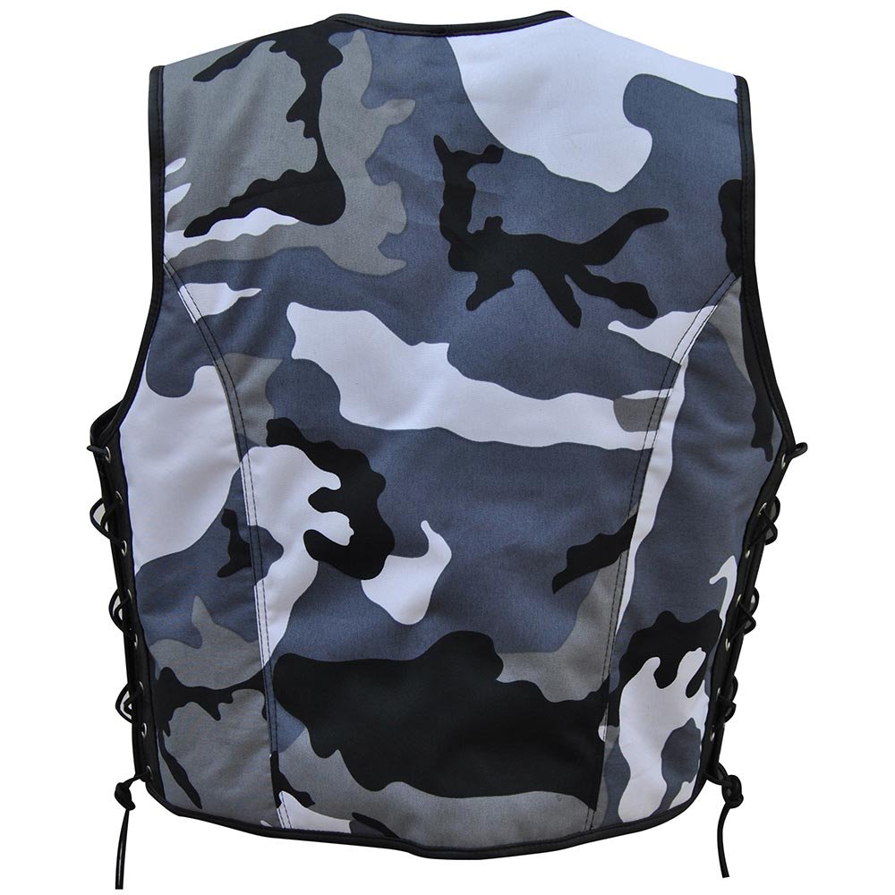 Gilet Tessile Moto Biker In Nero Con Chiusure Metalliche - Poliammide Impermeabile, Due Tasche Esterne E Interne, Ideale Per Patch Club - 2
