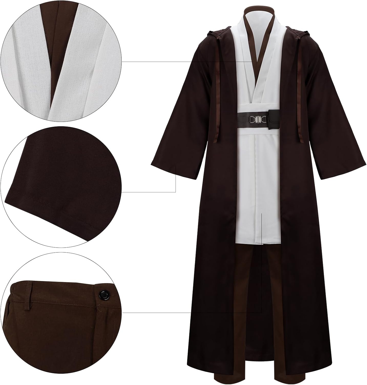 Adult Tunic Costume Cloak for Jedi Outfit Men Knight Hooded Robe Cape Pants Full Set Suit Halloween Cosplay Uniform - Image 4