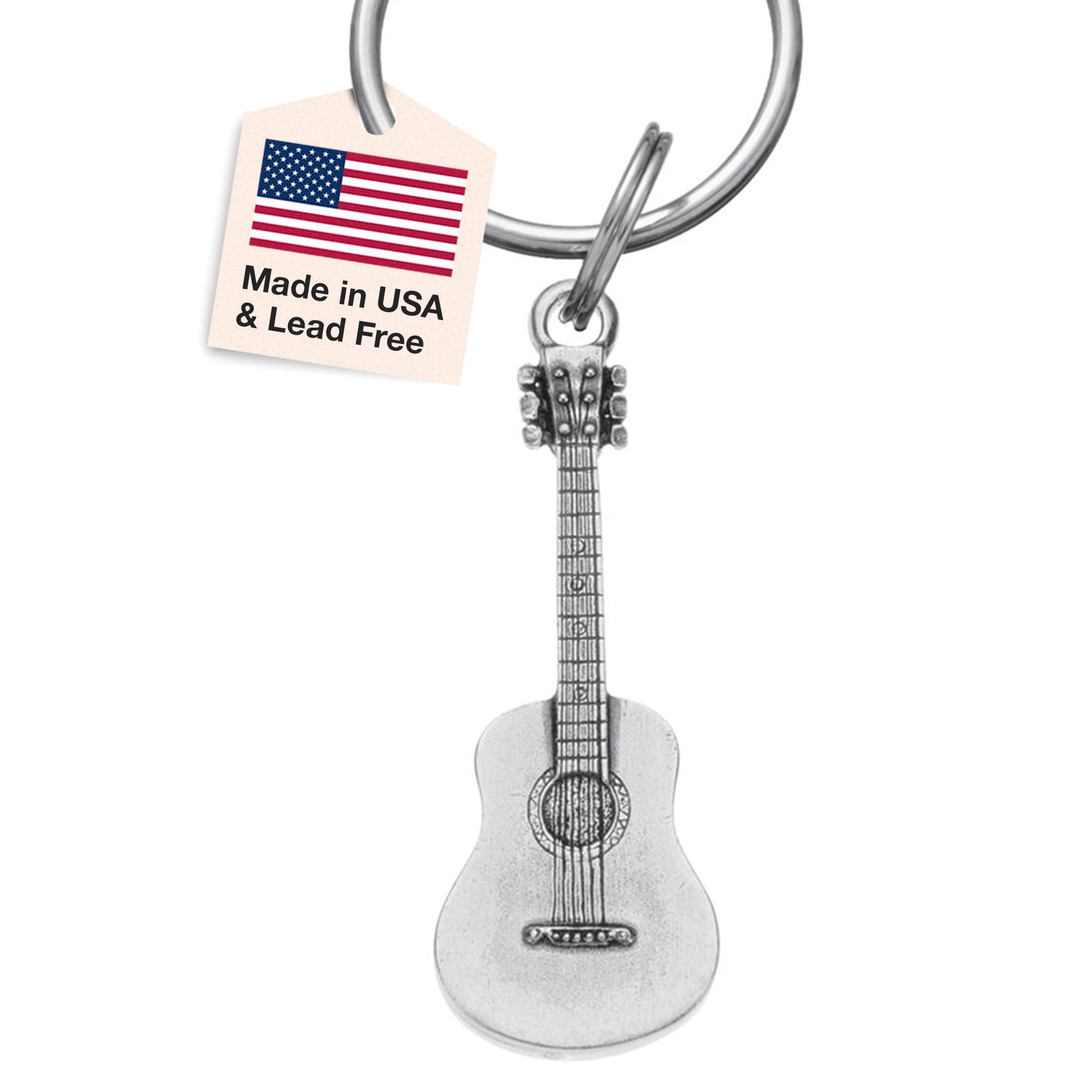 Danforth - Guitar Pewter Keyring - 2 1/2 Inches- Handcrafted - Made in USA
