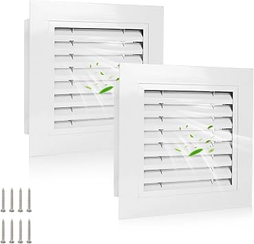 2pcs 10" x 10" Premium Aluminum Gable Vents with Screen, Paintable Design -Ideal for Attic and Shed Ventilation, Vent Opening 8"x8"